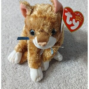 Ty Beanie Baby Mattie Cat Vintage 2001 Orange Tabby Cat Plush Gift Easter MWMT